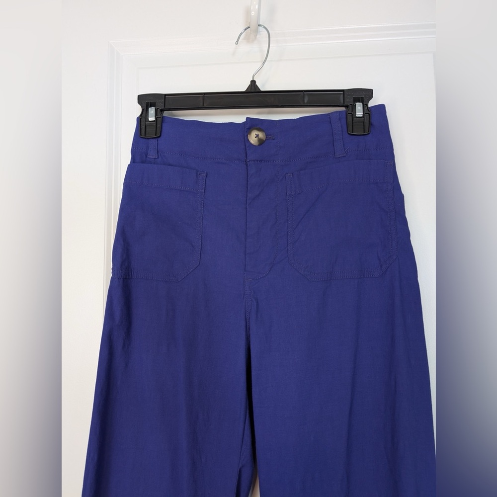 Anthropologie Maeve The Colette Wide Leg Crop Pants Royal Blue Size 25 - Picture 3 of 12